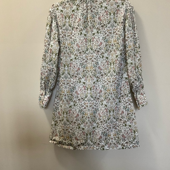 J.Crew Liberty Tapestry Floral Mini Shirt Dress Puff Sleeve With Lining Size XXS - Picture 6 of 8
